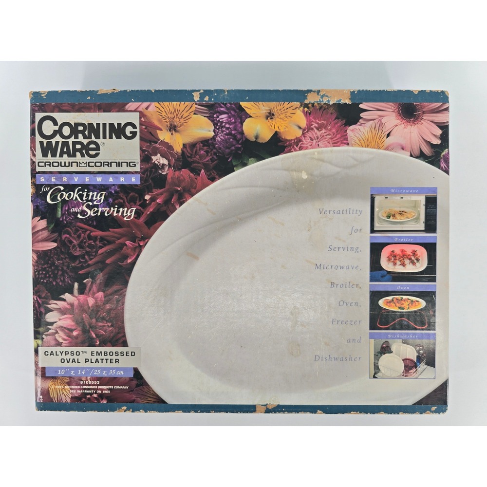 Vintage CorningWare Calypso Embossed Oval Platter 10x14 6109553 NEW IN BOX